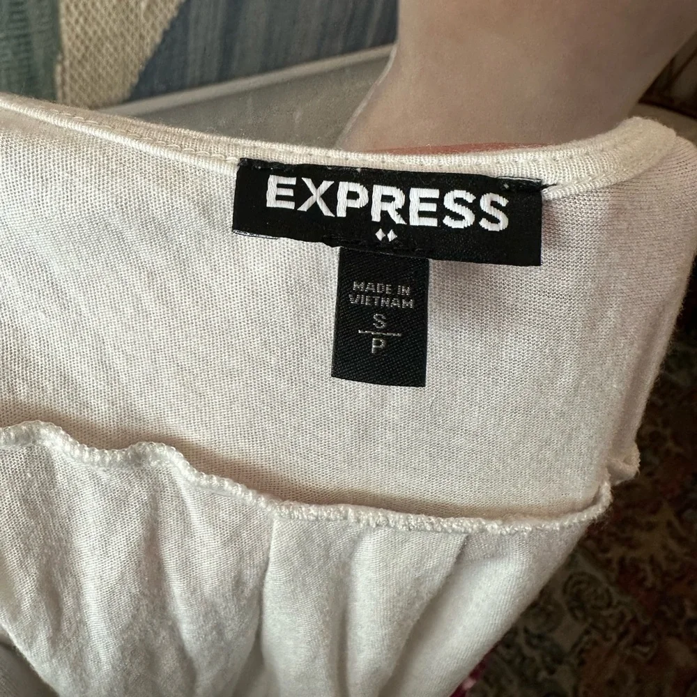 Express White and Purple Floral Tank Top